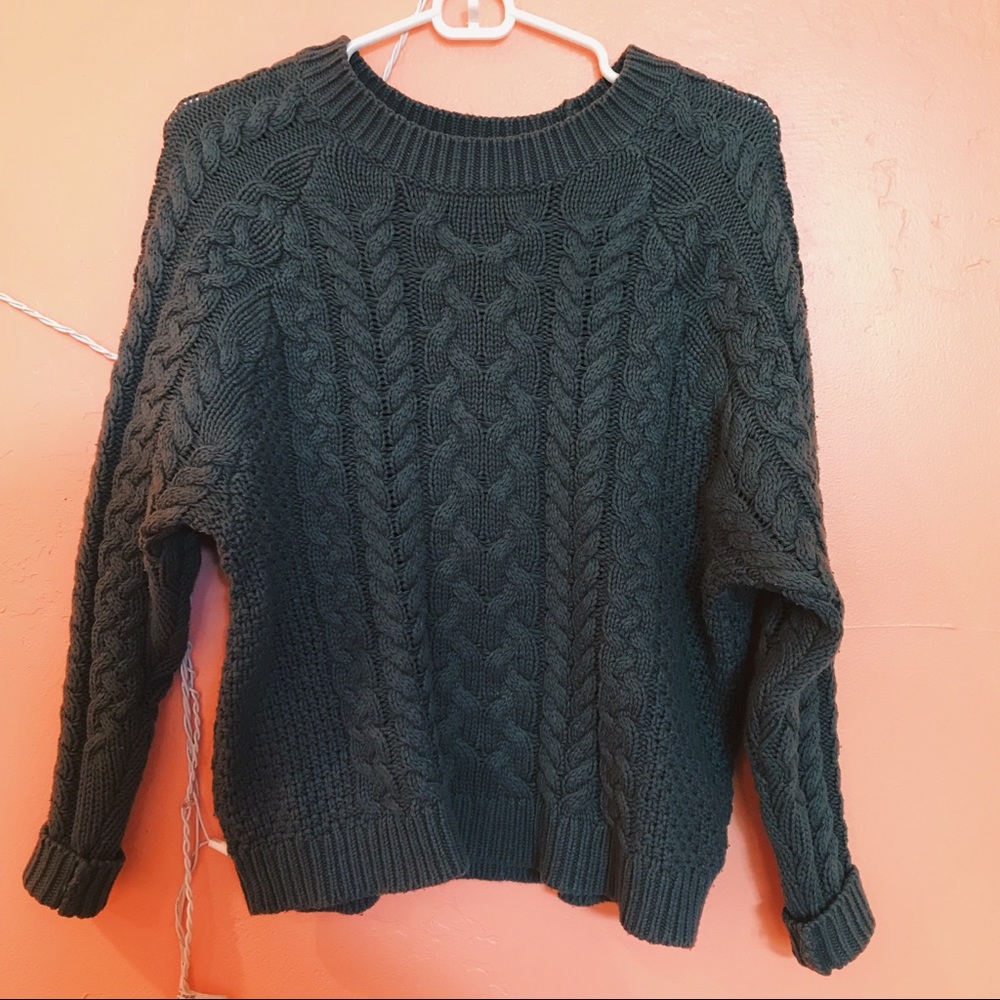 Green Cable Knit Sweater